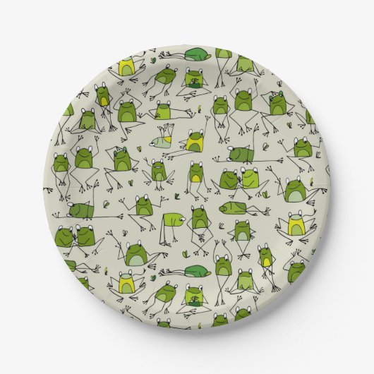 Assiettes En Carton Ribbit de grenouilles vertes Super (Devant)