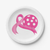 Assiettes En Carton Ribbon Coeur Rose Cute Pickleball Cancer du sein A (Devant)