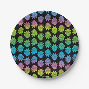 Assiettes En Carton RICK ET MORTY™   Rainbow Rick Head motif