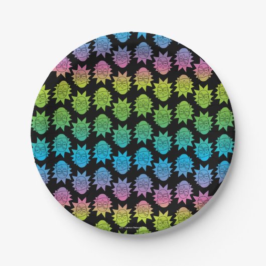 Assiettes En Carton RICK ET MORTY™ | Rainbow Rick Head motif (Devant)