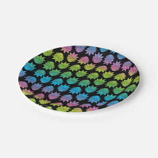 Assiettes En Carton RICK ET MORTY™ | Rainbow Rick Head motif (Angle)