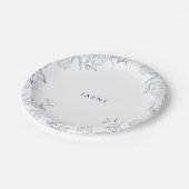Assiettes En Carton Rideau de douche botanique neutre bleu marine et b (Angle)