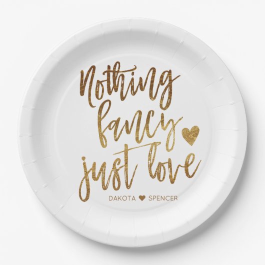 Assiettes En Carton Rien De Fancy Juste Amour | Micro Mariage Gold Hea (Devant)