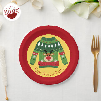 Assiettes En Carton Rindeer de fête moche