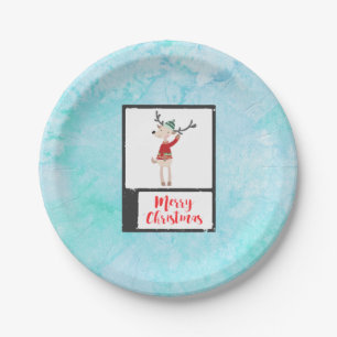 Assiettes En Carton Rindeer De Noël Dans Un Gros Chaud