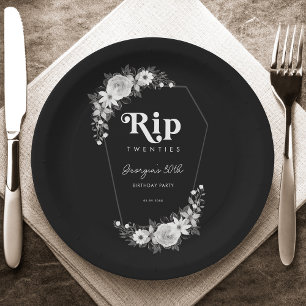 Assiettes En Carton Rip To My Twenties Black 30th Birthday Party