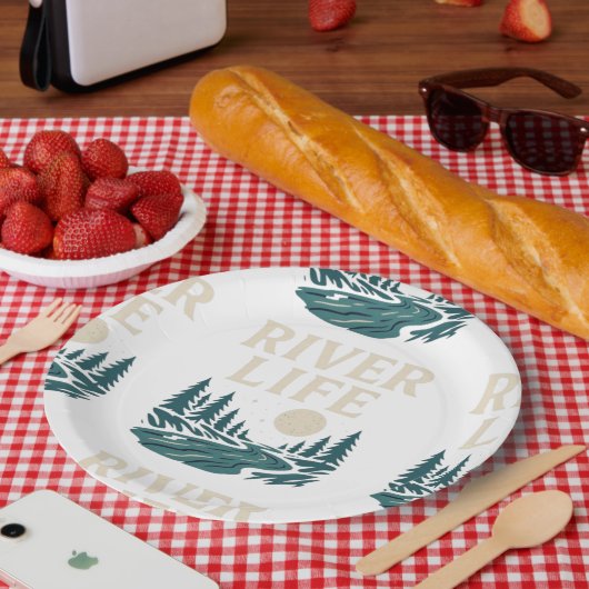 Assiettes En Carton River Is Life Papier Plaques - Partie inspirée de (Pique-nique)