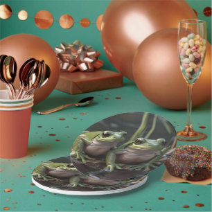 Assiettes En Carton Riverbound Se Demande : Deux Grenouilles Vertes À 