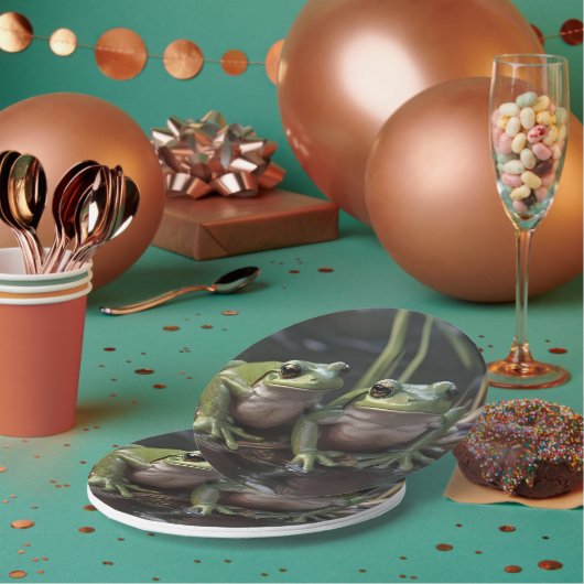 Assiettes En Carton Riverbound Se Demande : Deux Grenouilles Vertes À (Multi)