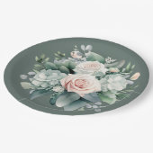 Assiettes En Carton Rivière Rocheuse Deep Green Blush Roses Rose Douch (Angle)