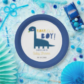 Assiettes En Carton Roar c'est un garçon Dinosaur Baby shower Cute Blu (Fête)