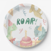 Assiettes En Carton Roar Dinosoar Plaques d'anniversaire Dino fête d'a (Devant)