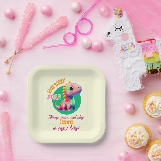 Assiettes En Carton Roaring Good Times Dinosaur Tout âge Anniversaire (Fête)
