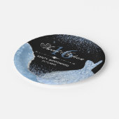 Assiettes En Carton Robe bleu clair Aquarelle Douce 16 Anniversaire (Angle)