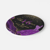Assiettes En Carton Robe d'aquarelle violet sucré 16 Anniversaire (Angle)