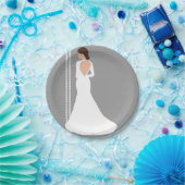 Assiettes En Carton Robe de Mariée Blanche Moderne Bling Shower de Mar (Fête)