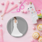 Assiettes En Carton Robe de Mariée Blanche Moderne Bling Shower de Mar (Fête)