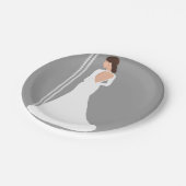 Assiettes En Carton Robe de Mariée Blanche Moderne Bling Shower de Mar (Angle)
