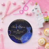 Assiettes En Carton Robe et agate de parties scintillant bleu Aquarell (Fête)