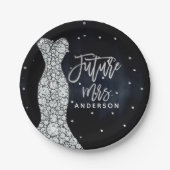 Assiettes En Carton Robe Mariage Diamant Fête des mariées bleue modern (Devant)