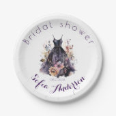 Assiettes En Carton Robe noire douche de mariage violet (Devant)