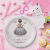 Assiettes En Carton Robe princesse en argent rose Fête d'anniversaire (Fête)