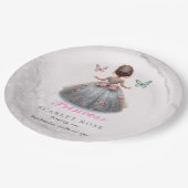 Assiettes En Carton Robe princesse en argent rose Fête d'anniversaire (Angle)