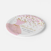 Assiettes En Carton Robe rose et or Fête des mariées (Angle)