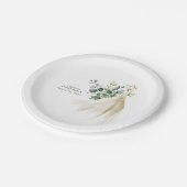 Assiettes En Carton Robe verte élégante à feuilles d'eucalyptus (Angle)