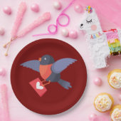 Assiettes En Carton Robin Bird Flying with Red Heart Love Letter (Fête)