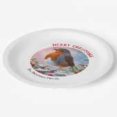 Assiettes En Carton Robin d'hiver Festif jolie aquarelle Noël (Angle)