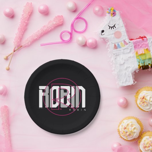 Assiettes En Carton Robin Hi-Tech Nom Graphique (Fête)