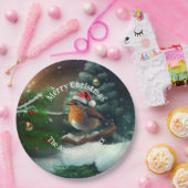 Assiettes En Carton Robin Père Noël sur mesure sur une serviette d'arb (Fête)