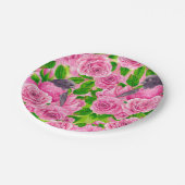 Assiettes En Carton Robin rose et rose (Angle)