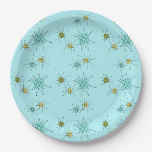 Assiettes En Carton Robin's Oeuf Blue Starbursts Plaque en papier