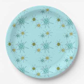 Assiettes En Carton Robin's Oeuf Blue Starbursts Plaque en papier