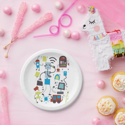Assiettes En Carton Robot (Fête)