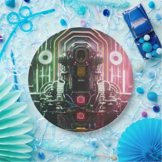 Assiettes En Carton Robot 1 grandes plaques de papier (Fête)