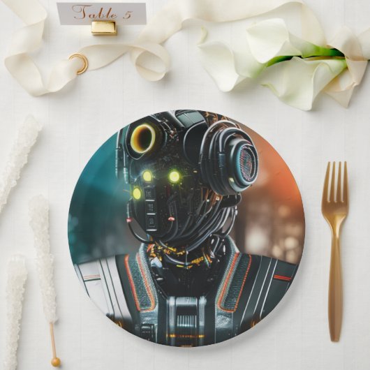 Assiettes En Carton Robot 3 grandes plaques de papier (Mariage)
