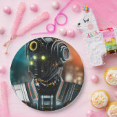 Assiettes En Carton Robot 3 grandes plaques de papier (Fête)