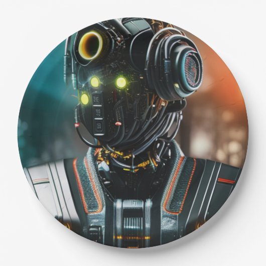 Assiettes En Carton Robot 3 grandes plaques de papier (Devant)