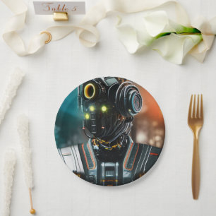 Assiettes En Carton Robot 3 plaques en papier