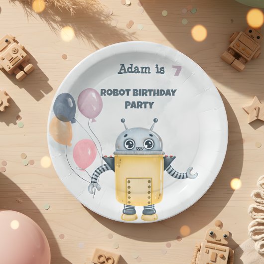 Assiettes En Carton Robot Anniversaire