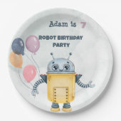 Assiettes En Carton Robot Anniversaire (Devant)