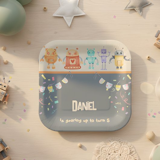 Assiettes En Carton Robot Anniversaire Enfants