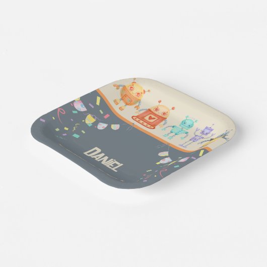 Assiettes En Carton Robot Anniversaire Enfants (Angulaire)