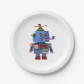 Assiettes En Carton Robot bleu de jouet de fête d'anniversaire (Devant)