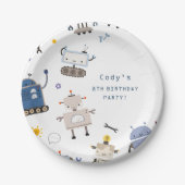 Assiettes En Carton Robot Blue Anniversaire (Devant)