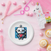 Assiettes En Carton Robot Coeur - Joueur Art d'Amour Inspiré par la te (Fête)