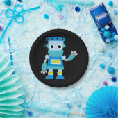 Assiettes En Carton Robot coloré de bleu d'enfants (Fête)
